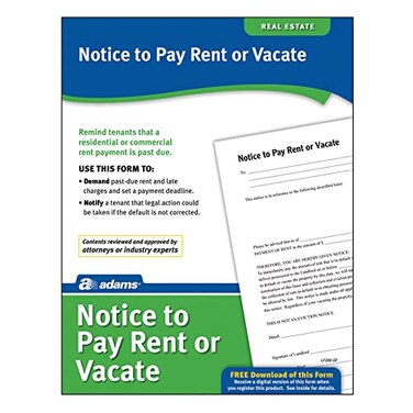 Adams Notice To Pay Rent Or Vacate Forms Includes Downloadable Fillable Digital Forms White LF280