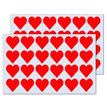 TownStix 1200 Pack 1 Red Heart Stickers Labels 50 Sheets