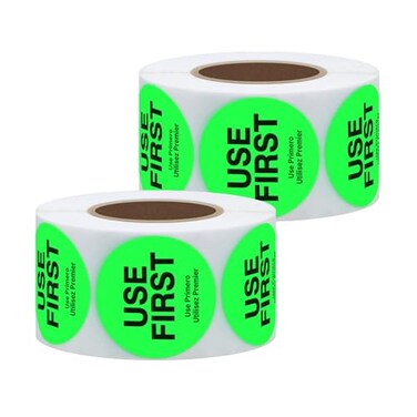 hycodest Hycodest 500 Pcs 15 Use First Stickers Food Service Sticker Food Labels Disposable Lable 2 Rolls Fluorescent Green