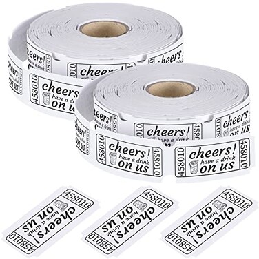 TaoBary 2 Rolls 1000 Pcs Free Drink Beverage Ticket Roll Raffle Party Tickets for Events Wedding and PartiesWedding
