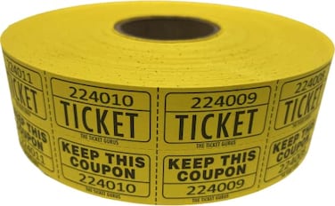 The Ticket THE Ticket GURULarge Number Raffle 5050 TICKETS2000ROLL Yellow