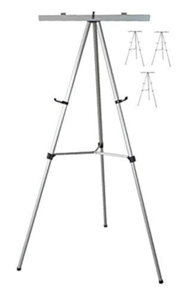Audio-Visual Direct Lightweight Aluminum FlipChart Presentation Easel Silver 4 Pack