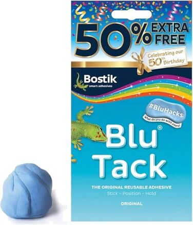 Bostik Blu Tack Blue Reusable Mastic Putty Handy Size 50 Extra Free 30615681