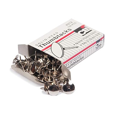 Charles Leonard Thumb Tacks Nickel Plated Solid Head 38 Inch Head 100Pack 912