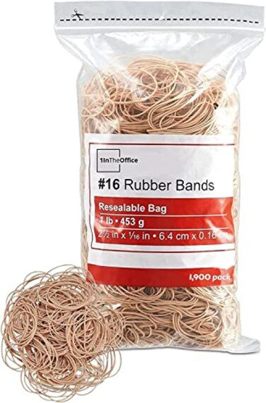 1InTheOffice Rubber Bands 16 Size16 Rubber Bands Beige 1 lb Box 1900Pack