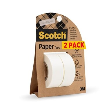 Scotch Paper Tape Writable Translucent Recyclable Packaging 34 in x 600 in 2 Rolls