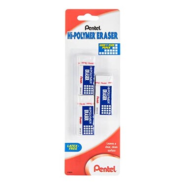Pentel HiPolymer Block Eraser Small 3 Pack ZEH05BP2F