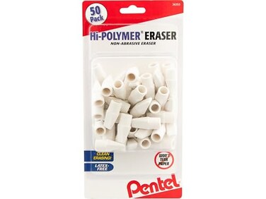 Pentel HiPolymer White Cap Erasers 50 Pack ZEH02BP50 Rectangular