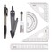 Honbay 8PCS Math Geometry Kit Set for Student and Engineering Drawing Drawing Compass 07mm Mechanical Pencil 07mm Pencil Lead Refills Eraser Protractor Rulers