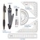 Honbay 8PCS Math Geometry Kit Set for Student and Engineering Drawing Drawing Compass 07mm Mechanical Pencil 07mm Pencil Lead Refills Eraser Protractor Rulers