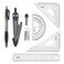 Honbay 8PCS Math Geometry Kit Set for Student and Engineering Drawing Drawing Compass 07mm Mechanical Pencil 07mm Pencil Lead Refills Eraser Protractor Rulers
