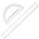 Zonon 2 Pcs 12 Inch Clear Ruler and 6 Inch Plastic Protractor Set Dual Scale InchCm Math Geometry Measuring Tools for Back to School Students Teachers Classroom Office Drafting UseClear
