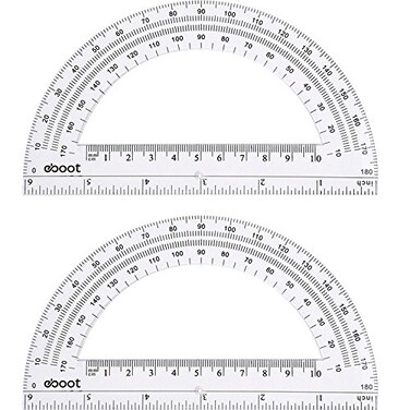 EBOOT Plastic Protractor Math Protractors 180 Degrees 6 Inch Pack of 2 Clear