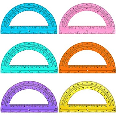 Zonon 6 Pieces Protractors Bulk Plastic 180 Degrees 6 Inch Translucent Math Protractor for Geometry Angle Measurement Students School Classroom Supplies
