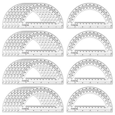 Coopay 24 Pack Plastic Protractors Student Math Clear Protractor Set 180 Degrees for Angle Measurement 6 Inches