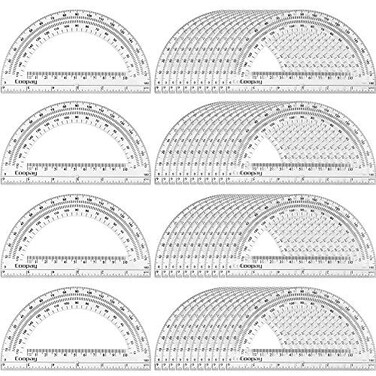 Coopay 48 Pack Plastic Protractors Student Math Clear Protractor Set 180 Degrees for Angle Measurement 6 Inches