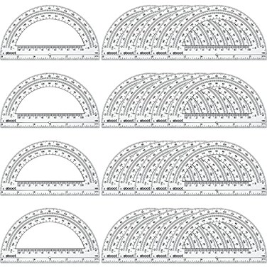 EBOOT 24 Pack Plastic Protractors Math Protractor 180 Degrees 6 Inch Clear