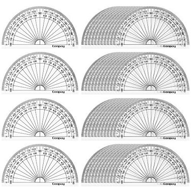 Coopay 48 Pack Plastic Protractors Student Math Clear Protractor Set 180 Degrees for Angle Measurement 4 Inches