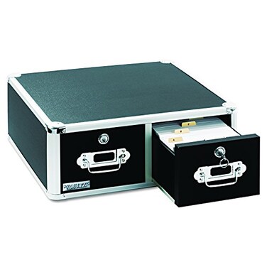 Vaultz Locking 4 x 6 Index Card Cabinet Double Drawer Black VZ01395