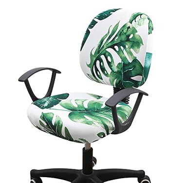 Smiry Stretch Printed Office Computer Chair Covers Universal Washable Removable Desk Rotating Chair Slipcovers Protector Seat Backrest Cover Green