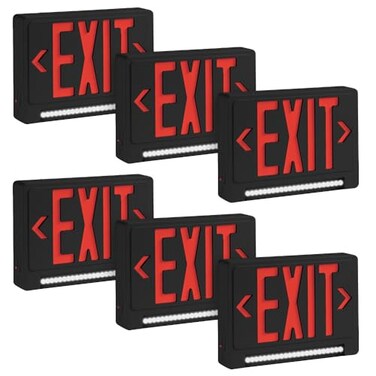Ciata 6 Pack Ultra Bright Energyefficient Lighted Exit Signs with Battery Backup Indoor Led Emergency Exit Sign Battery Powered Exit Sign Exit Signs for Business Led Adjustable Light Pipe Combo