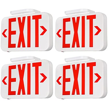 TORCHSTAR LED Exit Sign Emergency Exit Light with Battery Backup Double Face UL 924 AC 120277V Damp Location Hardwired Red Letter Exit Lights for Business Indoor Pack of 4