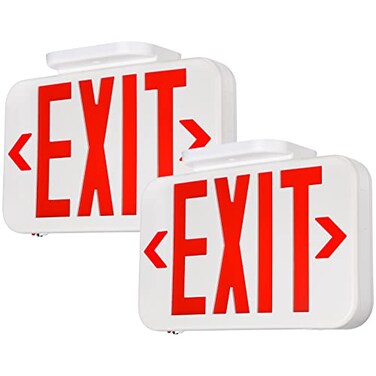 TORCHSTAR LED Exit Sign Emergency Exit Light with Battery Backup Double Face UL 924 AC 120277V Damp Location Hardwired Red Letter Exit Lights for Business Indoor Pack of 2