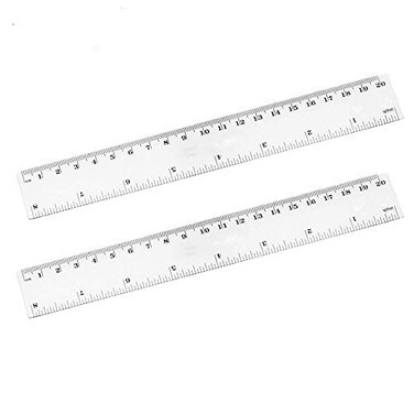 Finrray 8 inches Plastic Ruler Straight Ruler Plastic Measuring Tool Strong Hard Mathematical Geometry Tool Set ClearPack of 2