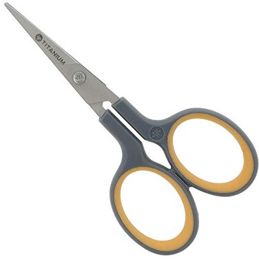 Westcott E30444 00 4 inch Titanium Nitride Bonded Super Soft Grip Scissor Curved GreyYellow
