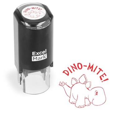 ExcelMark Round Teacher Stamp DinoMITE RED Ink