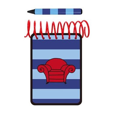 ASVP Shop Handy Dandy JOSH Notebook With 1 Black Blue Striped Crayon
