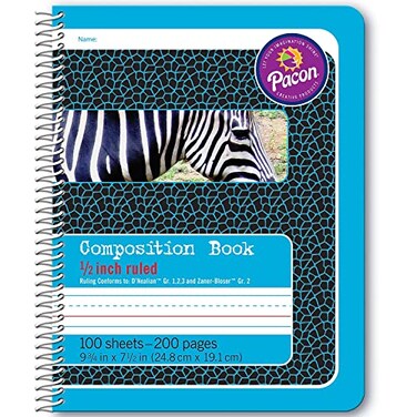 Pacon Primary Composition Spiral Book 12in Ruled 100 Sheets Blue 2429