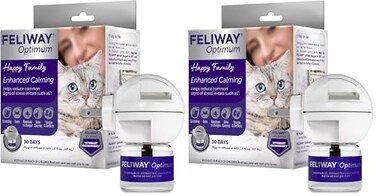 FELIWAY Aroma Diffuser Optimum Cat Enhanced Calming Pheromone 48 mL 30 Day Starter Kit Translucent Pack of 2
