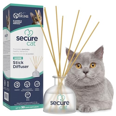 SIGNS SecureCat Calming Diffuser for Supporting Calm and WellBeing to Help Relieve Any Feeling of Anxiety or Stress Cat Pheromone Passive Stick Diffuser Home Starter Kit