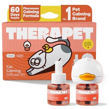 TheraPetMD TherapetMD 60Day Cat Calming Diffuser Cat Pheromone Diffuser for Stress Pee Spraying Cat Fighting Aggression Excessive Meowing Scratching 60Day Refill Included Packaging May Vary
