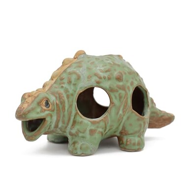 ALEGI Aquarium Ceramic Decorations Hideout Cut Ceramic Dinosaurs Cave Rock