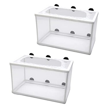Anxingo 2 Pack Fish Tank Breeder NetFish Isolation Breeding Hatching Box Plastic Frame Hatching Box Separation Net Breeding Box with Suction Cup for Aquarium