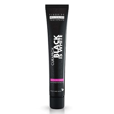 Curaprox Black is White Toothpaste for Teeth Whitening Fresh Breath Charcoal Formula with Fluoride 90 ml Single Pack