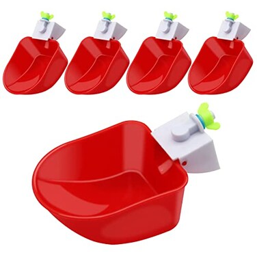 Abustle pig 5 Pack Chicken WatererLarge Plastic Automatic Chicken Waterer Cups kit 38 Inch Thread Poultry Drinking Bowl for Ducks Birds Bunny Quail etc
