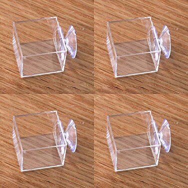 crapelles 4pcs mini Insect Water Dish Transparent Plastic Small Reptile Feeding Feeder Crickets Pet Worm Cups Spider Gecko Butterfly Mantis Beetle Bowl Set