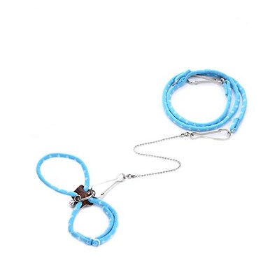 Wontee Adjustable Leash Harness with Bell for Rat Mouse Squirrel Guinea Pig Walking Training Blue