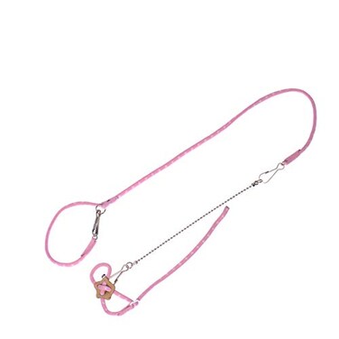 Wontee Adjustable Leash Harness with Bell for Rat Mouse Squirrel Guinea Pig Walking Training Pink