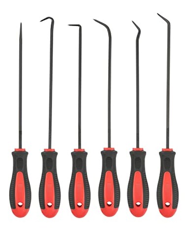 ROTATION Extra Long Precision Hook and Pick Set 6Piece Set Chrome Vanadium Steel Shaft for Remove Hoses and Gaskets Auto and Electronics Maintenance Tools