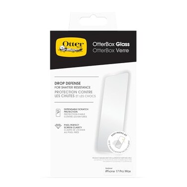 OtterBox iPhone 17 Pro Max Glass Screen Protector Shatterproof Fingerprint Resistant iPhone Glass Screen Protector