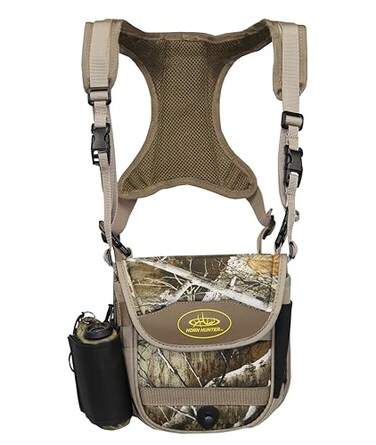 Horn Hunter Bino Hub Hunting Adjustable Binocular Straps Harness Chest Pack with Range Wrap Range Lock Included for Bow Hunting Standard Camo