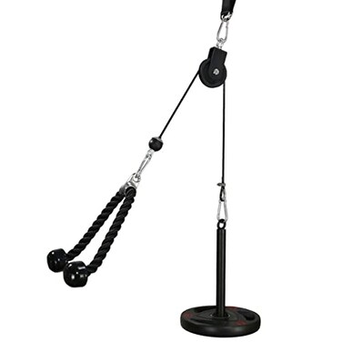 LFJ LAT Pull Down and Lift Weight Pulley System Cable Machine Pulley Attachment for Triceps Pull Down Biceps Curl Back Forearm Shoulder Home Gym Equipment Set with Tricep Rope