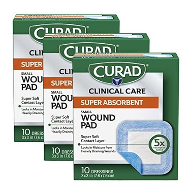Curad Super Absorbent Wound Pad Small 3 x 3 10 Count 3 Pack