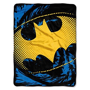 Northwest DC Batman Micro Raschel Throw Blanket 46 x 60 Ripped Shield