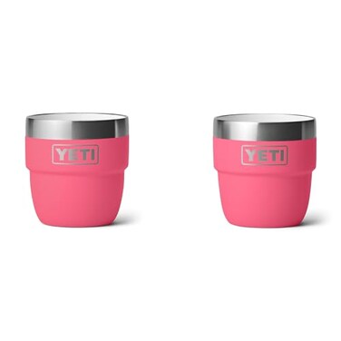 YETI Rambler 4 oz Stackable Cup Stainless Steel Vacuum Insulated EspressoCoffee Cup 2 Pack Tropical Pink