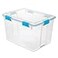 Sterilite 80 Qt Gasket Box Stackable Storage Bin with Latching Lid and Tight Seal Plastic Container to Organize Basement Clear Base and Lid 1Pack